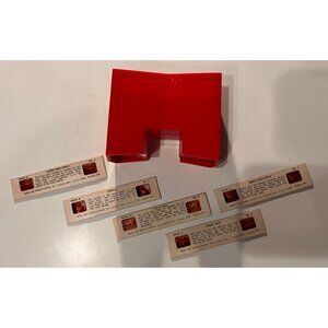 Vintage 1950s Stori-Views Red Plastic 3D Film Viewer with 5 Wildlife Film Strips
